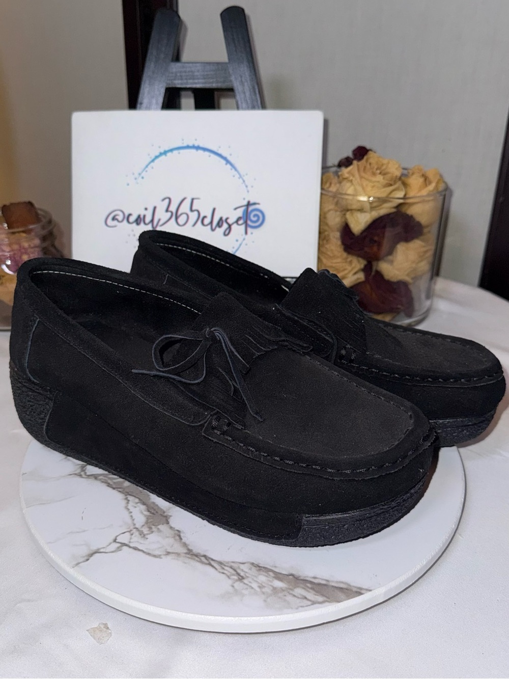 Women’s Black Suede Like Casual Loafers - Classic Slip-On Style